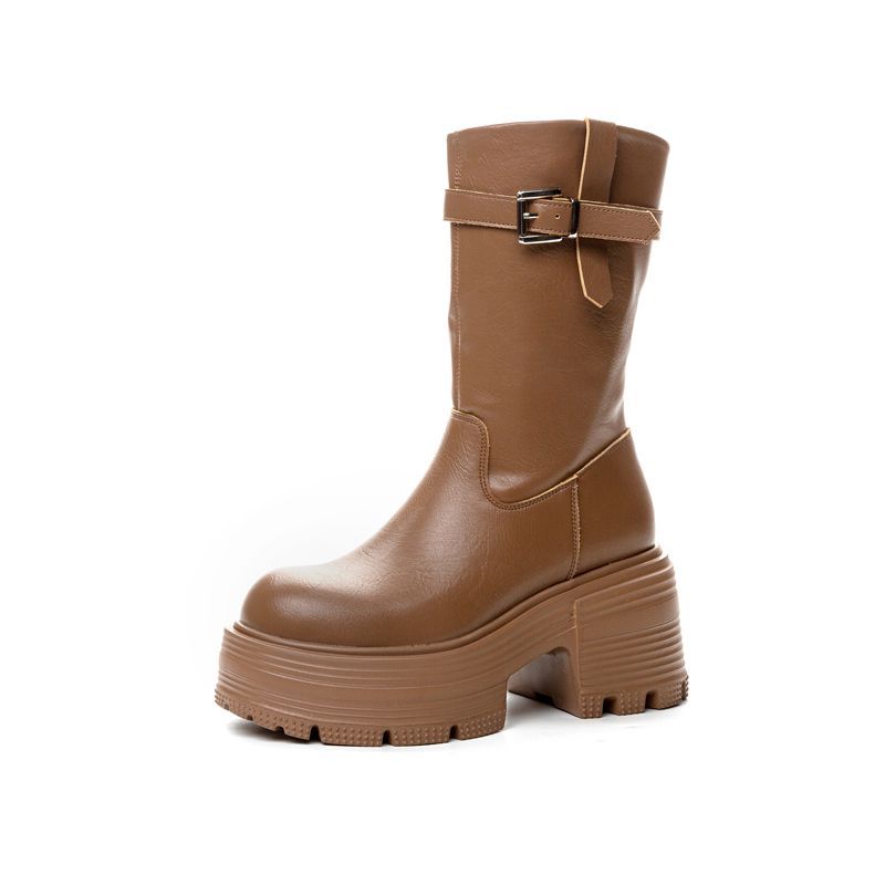 Women's Platform Ankle Fashion Trendy British Style Super Martin Height Heels