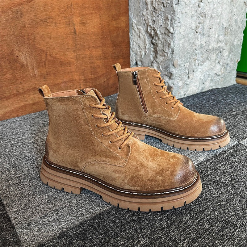 Men's Style Vintage Rhubarb Trend Platform Ankle Outdoor Men's Martin Boots