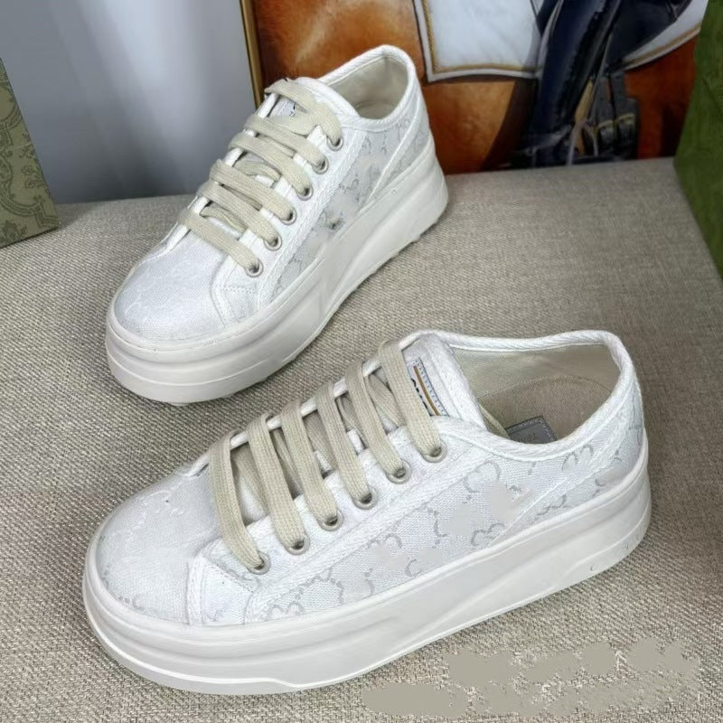 Platform Heightened Vintage Embroidered Board Fashion Canvas Shoes