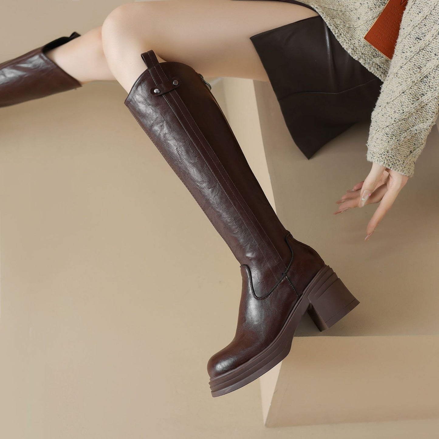 Women's Winter High Platform Large Small Size Zipper Leg Boots