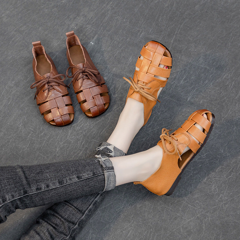 Women's First Layer Cow Soft Bottom Artistic Crafts Men's Shoes