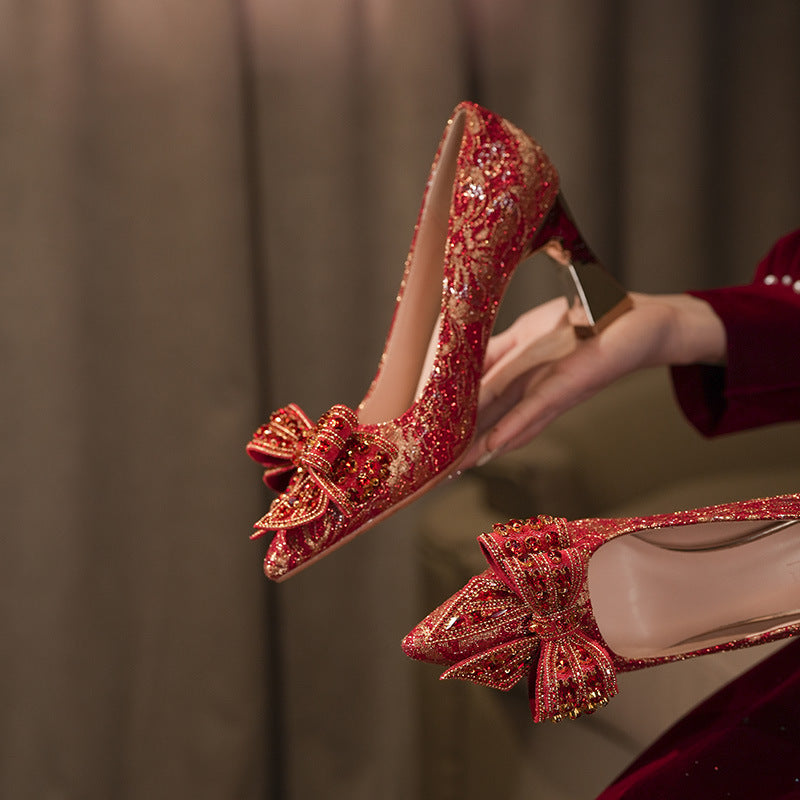 Wedding Red High Dress Chinese Style Bridal Plus Women's Fashion Shoes