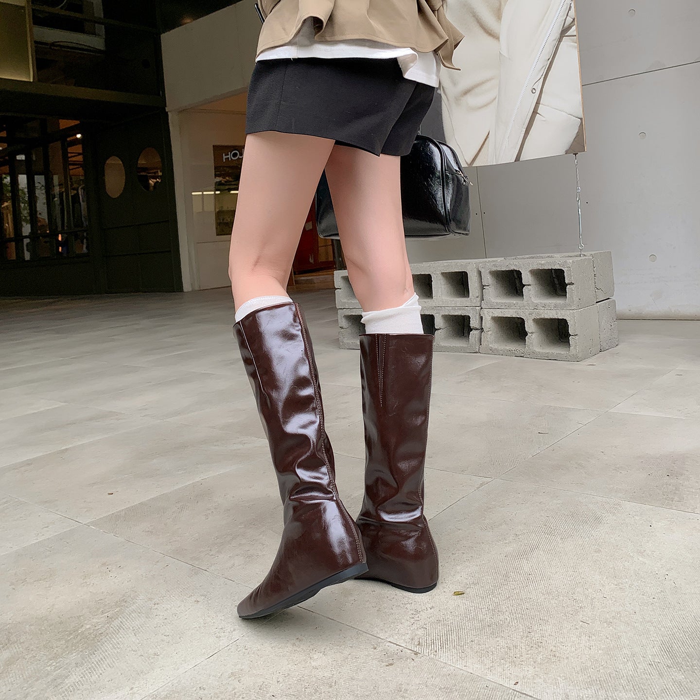 Women's Height Increasing Insole Head Flat Bottom Women's Leather Boots