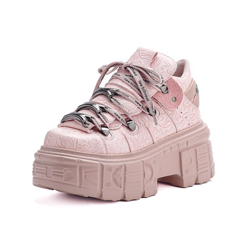 Women's Platform Height Increasing Street Shooting Punk Tank Bottom Boots
