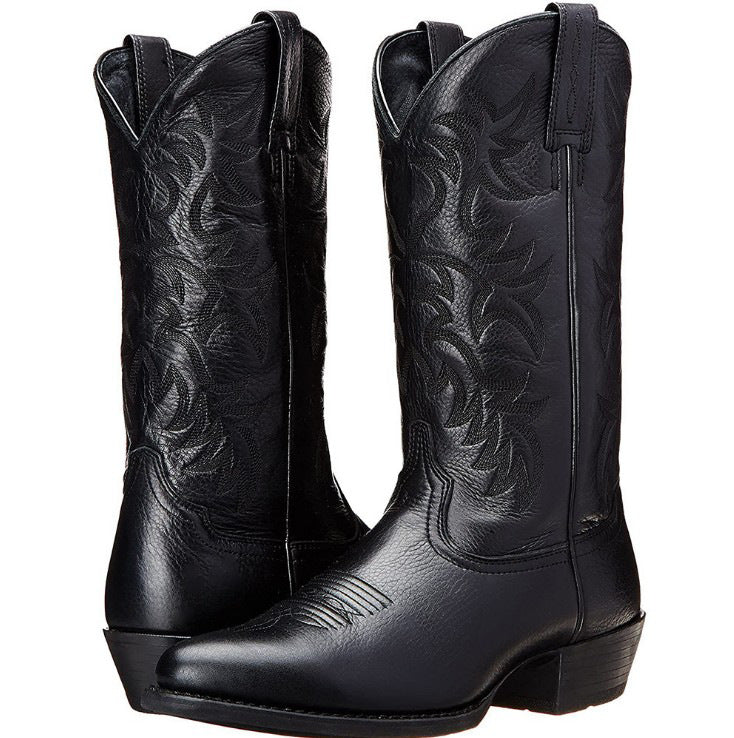 Men's Embroidered High Wooden Root Middle Love Western Cowboy Men's Leather Boots