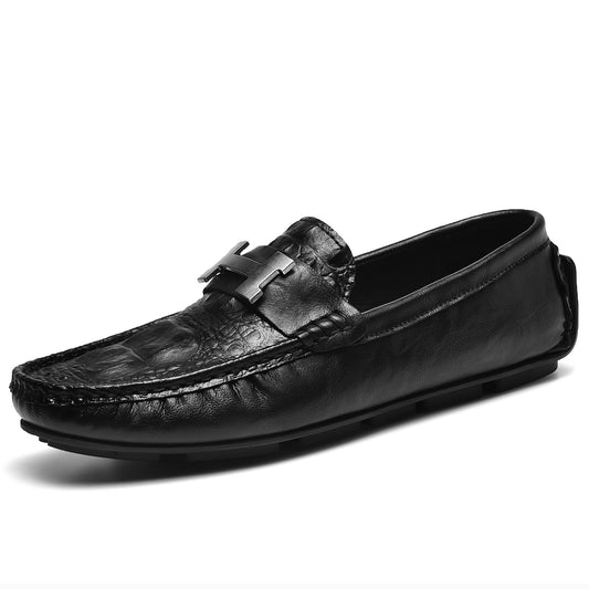 Men's Live Crocodile Pattern Lazy Driving British Men's Casual Shoes