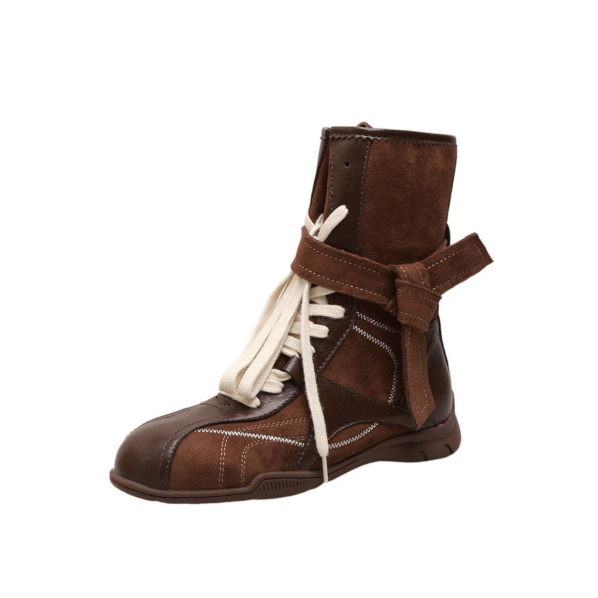 Women's Cowhide Fashionable Retro Side Zipper Safari Jacket German Training Martin Women's Leather Boots
