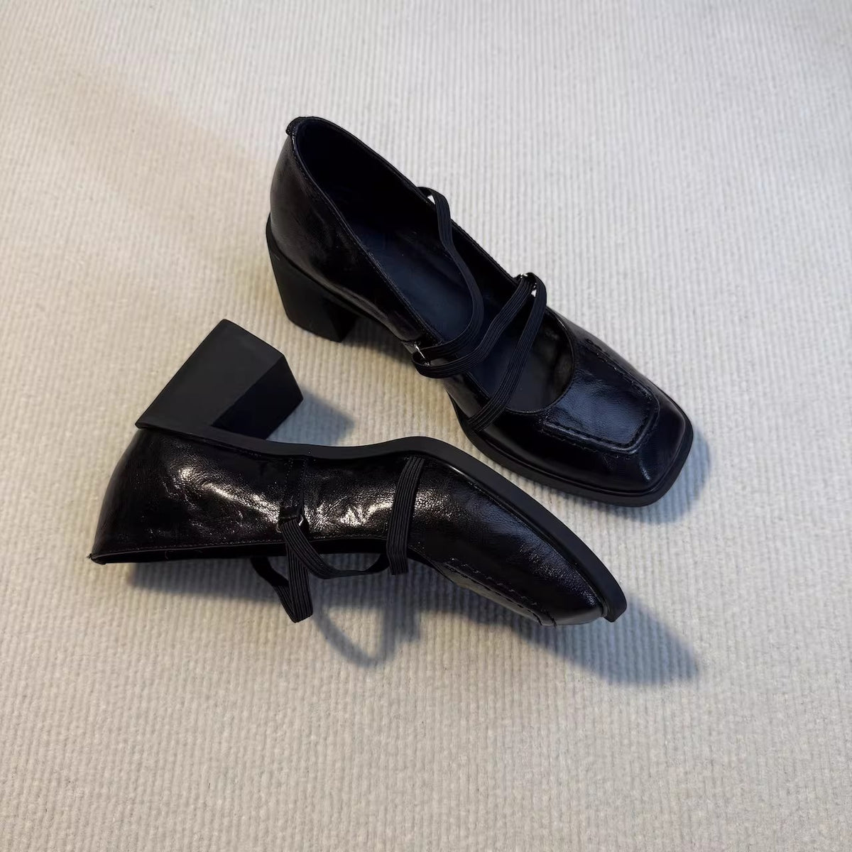 Women's Version Retro Commuter Genuine Black Chunky Mary Jane Beautiful Temperament Women's Fashion Shoes