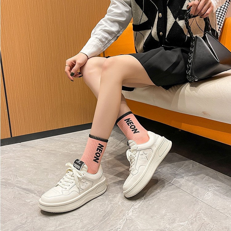 Women's Platform White Summer Leisure Height Increasing Insole Black Sports Casual Shoes