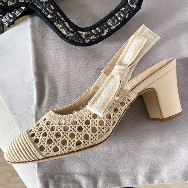 Women's Square Toe High Back Strap Shallow Mouth Chunky Sandals