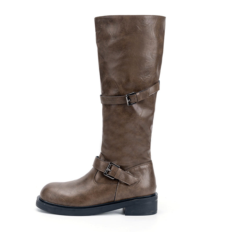 Women's Waste Soil Style Belt Buckle For Retro Leg Warmer Slimming Women's Leather Boots