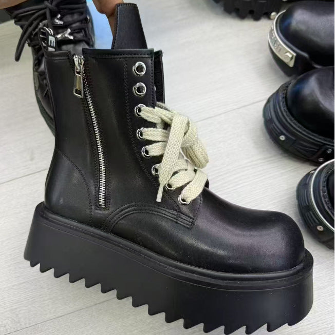 Men's Super Elevator Height Increasing Insole Dark Punk Seal Motorcycle Boots
