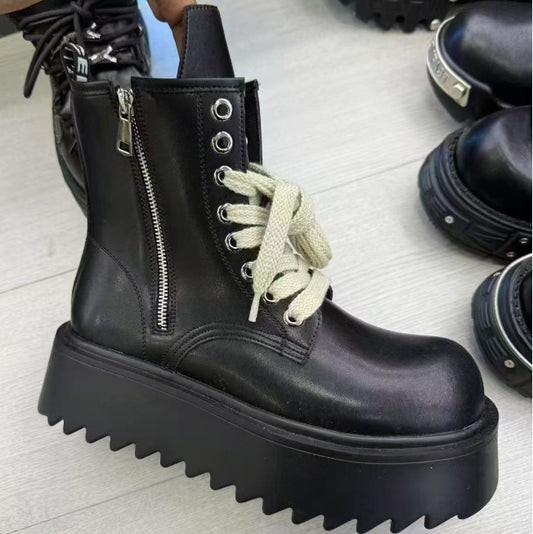 Men's Super Elevator Height Increasing Insole Dark Punk Seal Motorcycle Boots