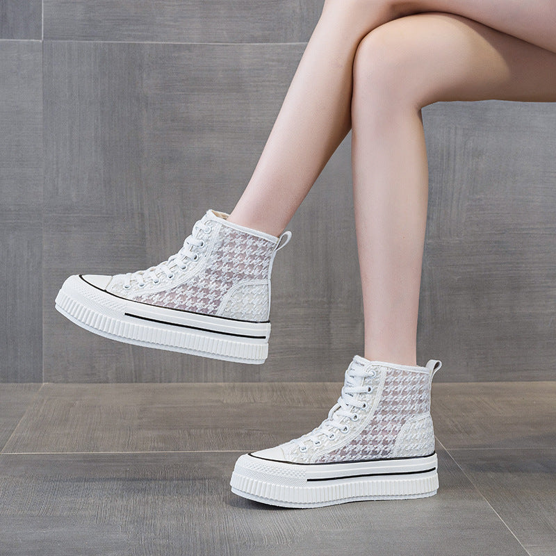 Women's Korean Style Platform White Sports Single Women's Shoes