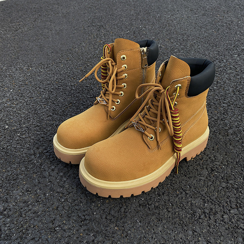 Men's Worker Platform Height Increasing Retro Easy Boots