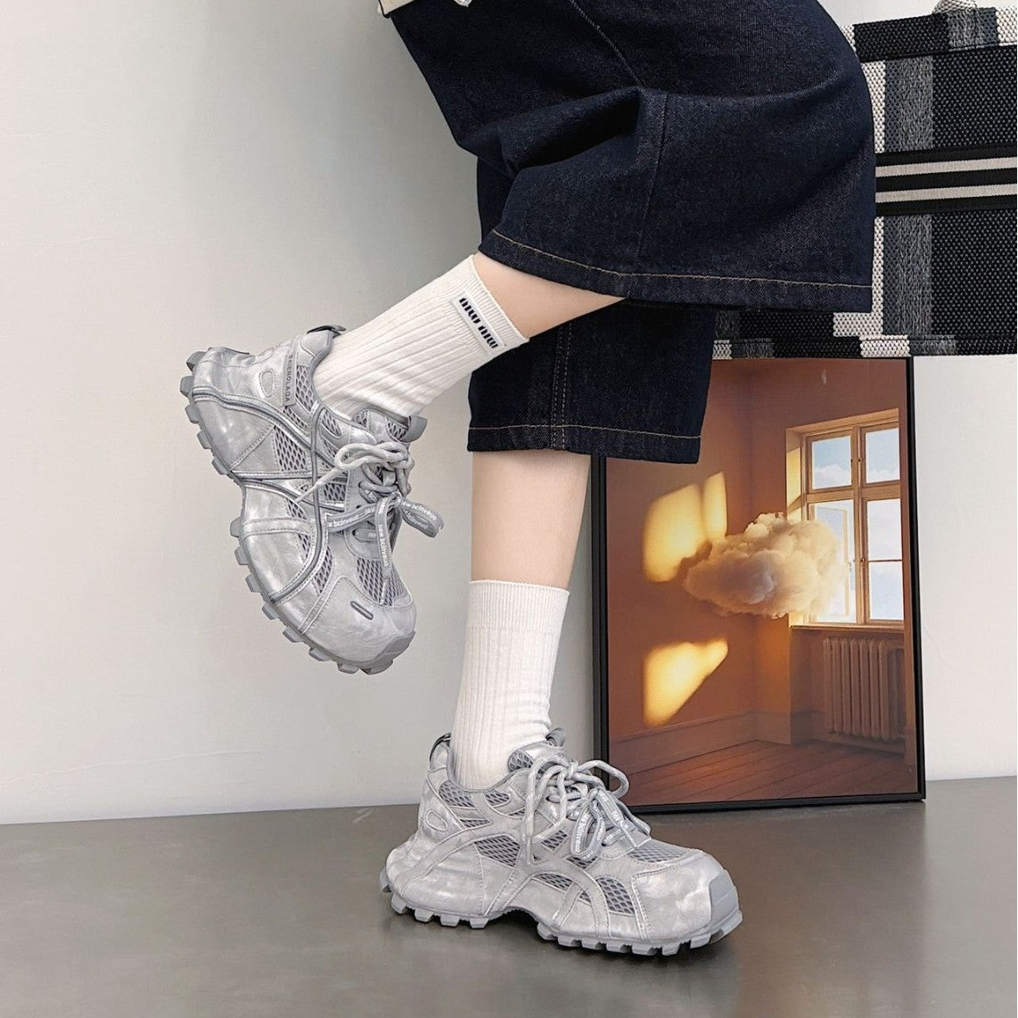 Women's Platform Dad Spring Breathable Mesh Fried Sneakers