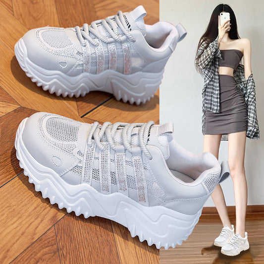 Women's Summer Fashion Thick Bottom Increased White Sports Casual Shoes