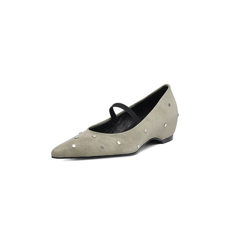 Increasing Insole Rivet Shallow Mouth Strap Mary Jane Female Commuting Women's Fashion Shoes