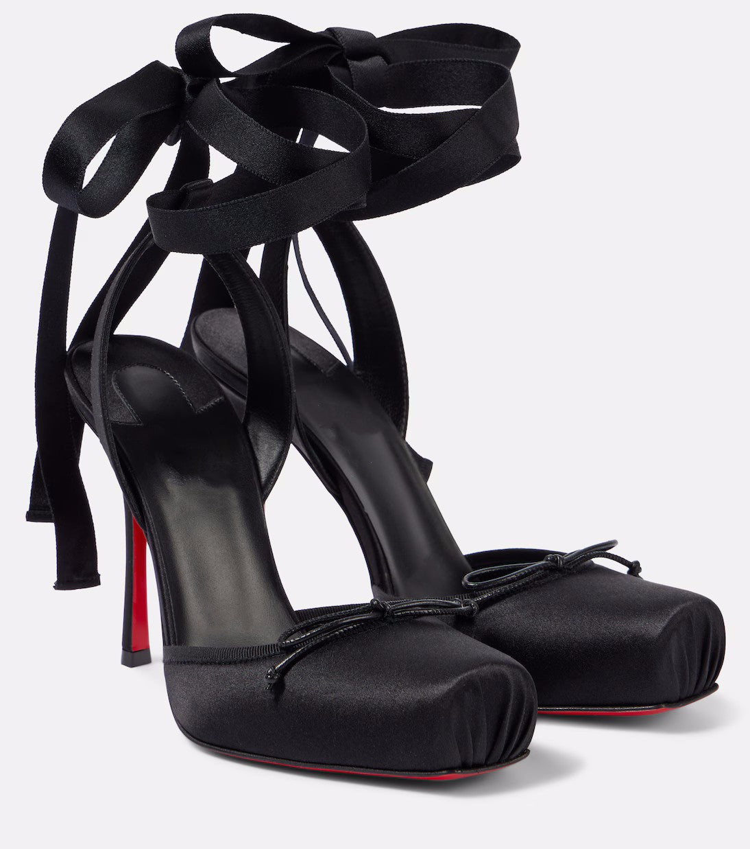 Stiletto Square Toe Ankle Strap Satin High Heeled Sandals