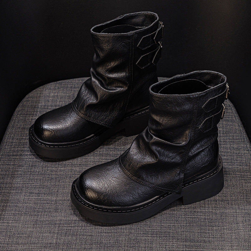 Women's Short For Pleated Knight Platform Pantyhose Boots