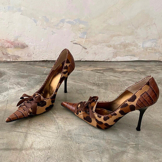 Women's Pointed Stiletto High Summer Niche Leopard Print Heels