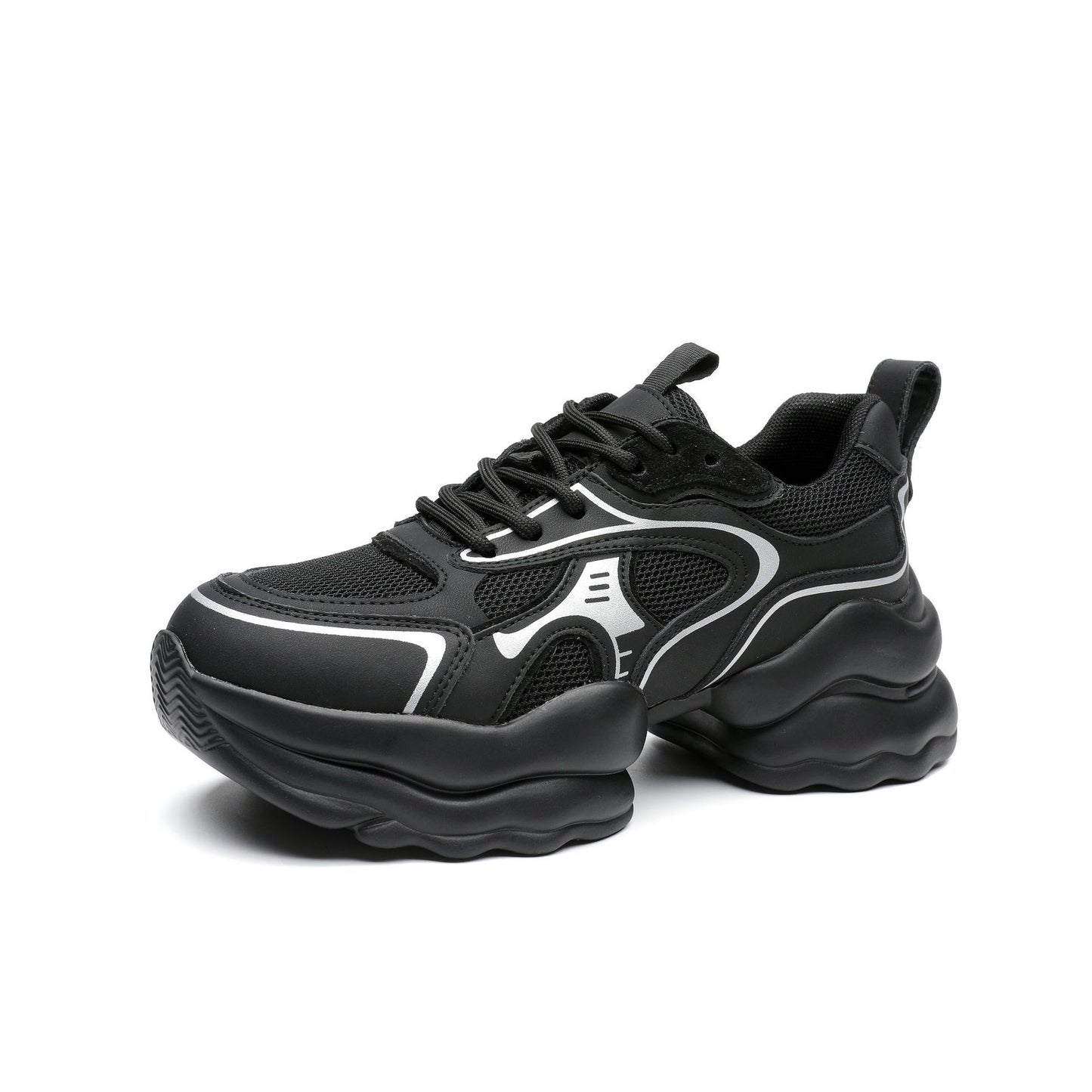 Women's Dad Autumn Heightened Daddy Mesh Stitching Authentic Sports Casual Shoes