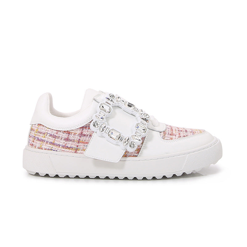 Women's Drill Buckle Fashion White Genuine Board Sports Casual Shoes