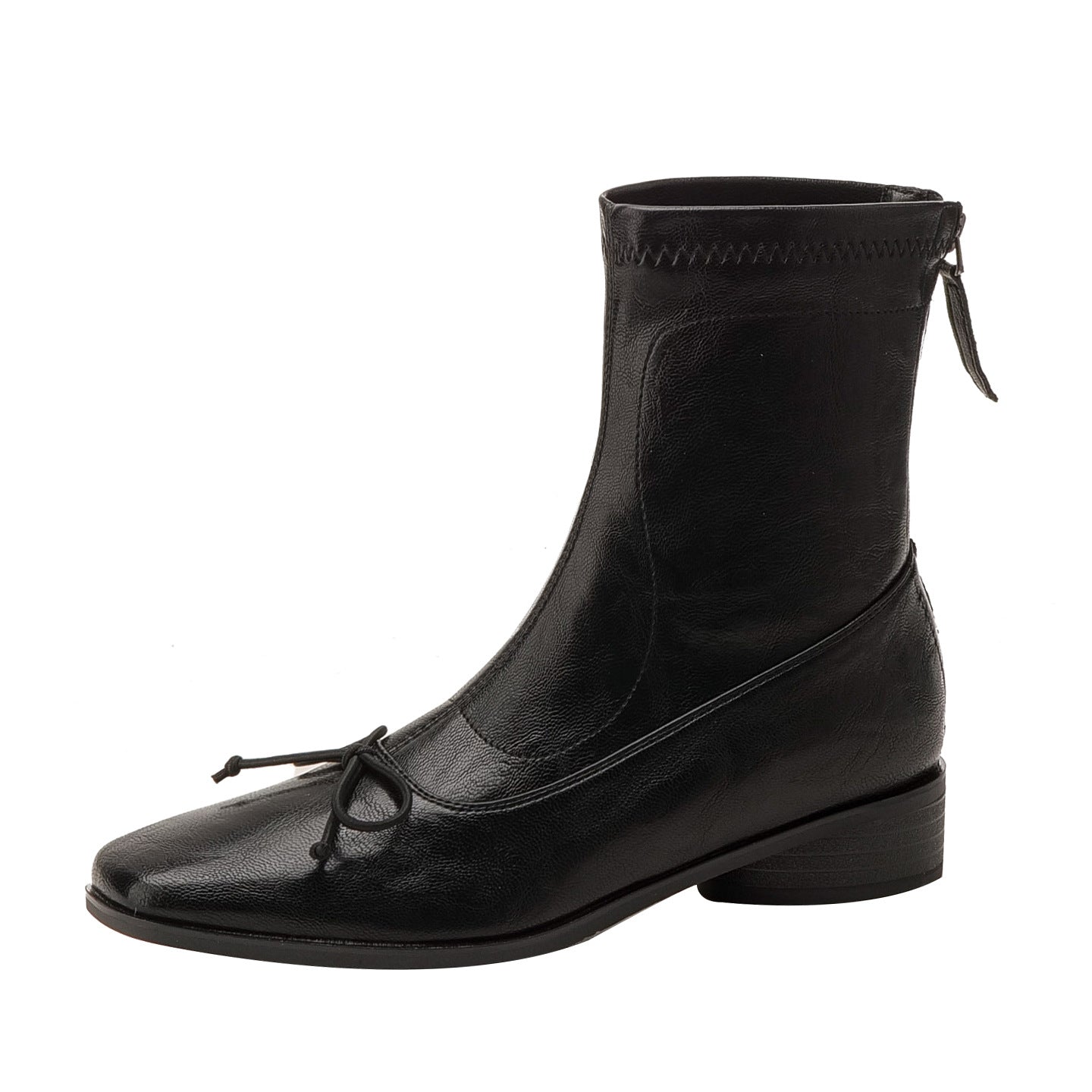 Women's Niche Design Back Zipper Square Toe Low Stretch Boots