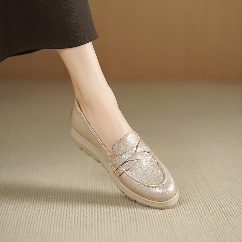 Women's To Wear French Style Deep Mouth Pumps Platform Round Toe Heels