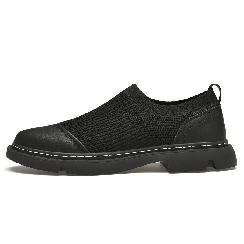 Rubber Korean Style Cowhide Round Toe Men's Casual Shoes