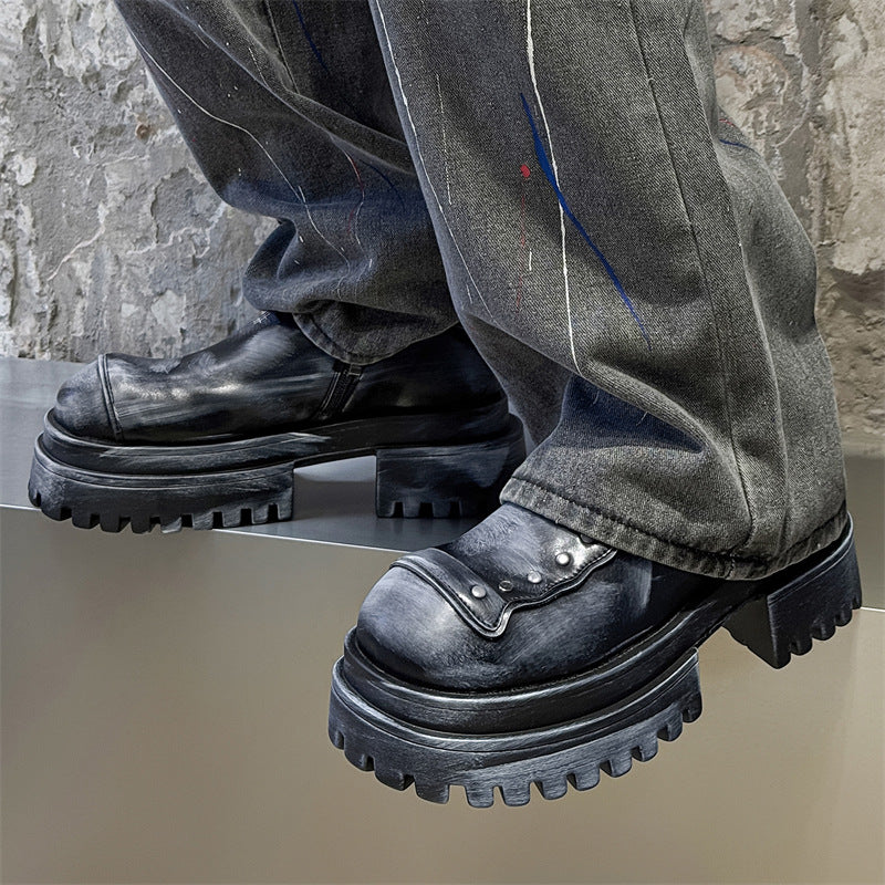 Men's Slip-on Korean Style Breathable Increased Summer Men's Casual Leather Shoes