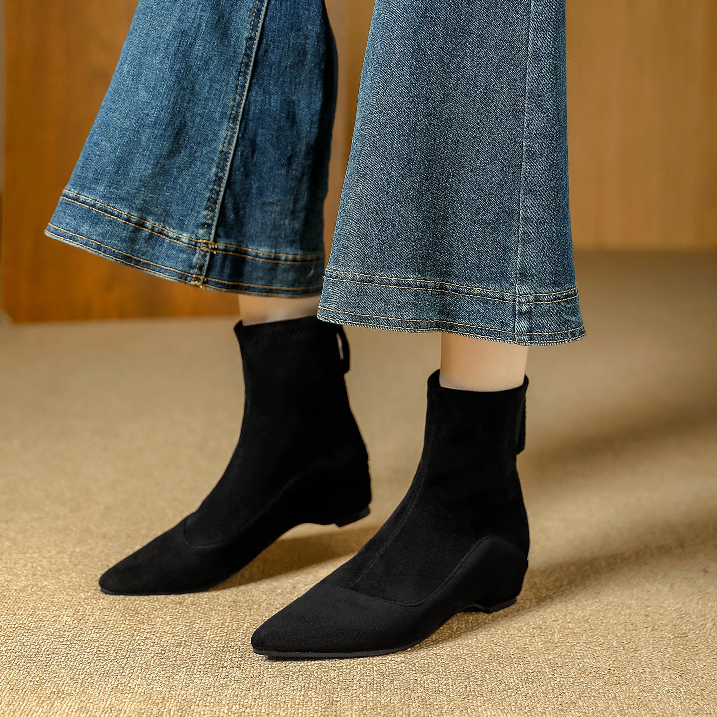 Women's Artistic Vintage Suede Booties Fleece-lined With Women's Leather Boots