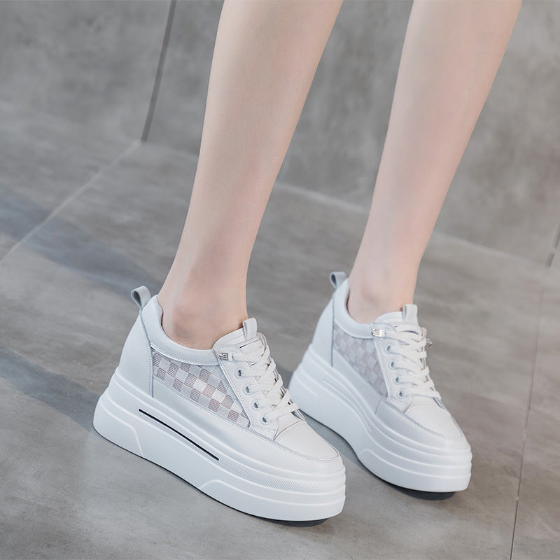 Women's Bottom Increased Summer Mesh Breathable White Spring Board Soft Men's Shoes