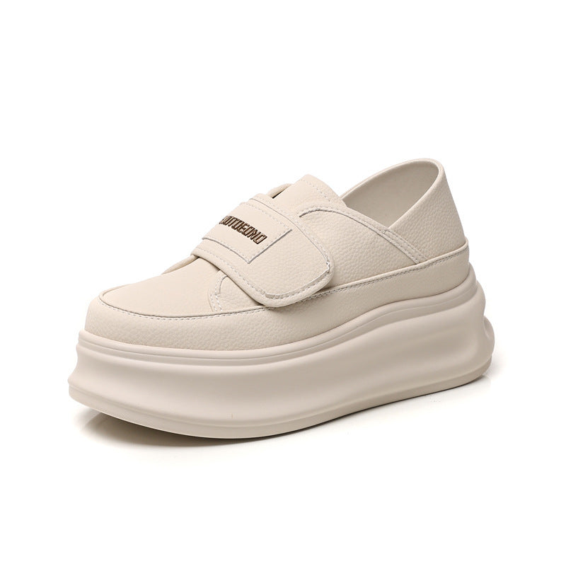 Women's Thick-soled Height Increasing Insole Fashionable Velcro White Sports Casual Shoes