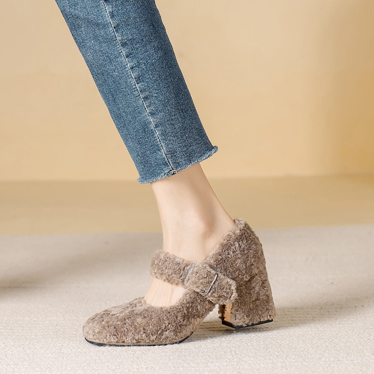Winter Fleece-lined High Cotton Fairy Gentle Heels