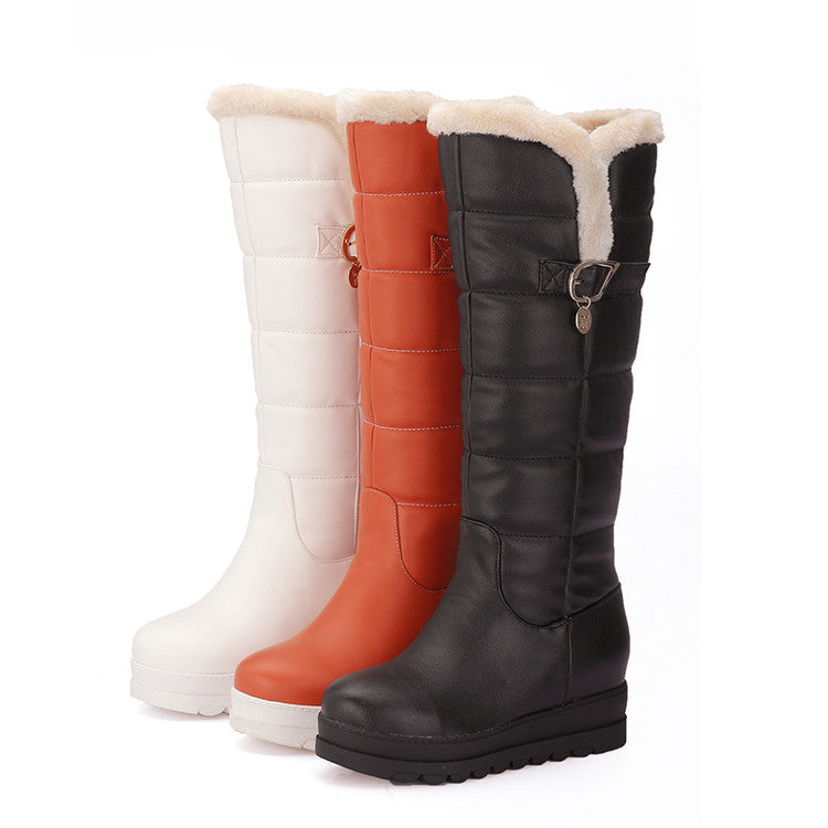 Warm Slugged Bottom Metal Decoration Cotton Height Increasing Insole Boots