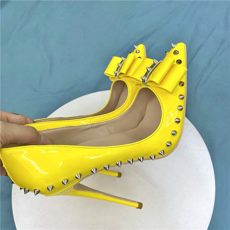Yellow High Pointed Toe Stiletto Low-cut Women's Fashion Shoes