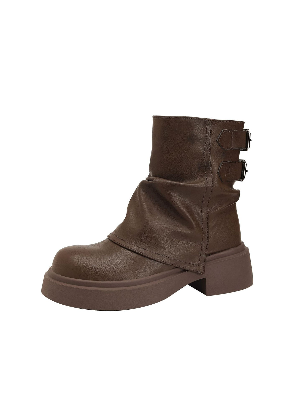 Women's Small Inner Height Increasing Thick-soled Pantyhose Brown Women's Leather Boots