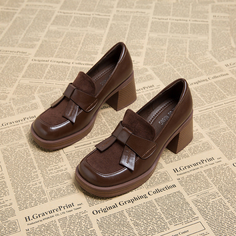 Women's Early Autumn Thin Chunky High Brown Women's Fashion Shoes