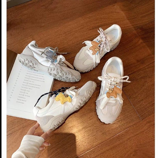Women's Pony Training Platform Heightened Daddy White Women's Sports Shoes