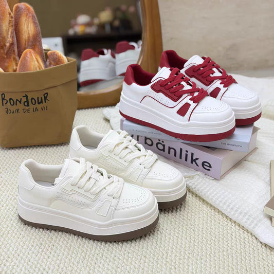 Women's White Winter Genuine Platform Early Spring Women's Sports Shoes