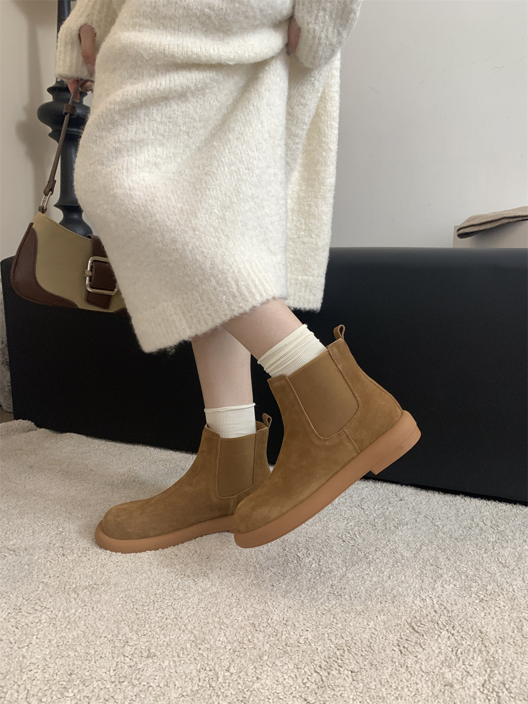 Full Matte Martin Retro Platform Sleeve Rubber Band Boots