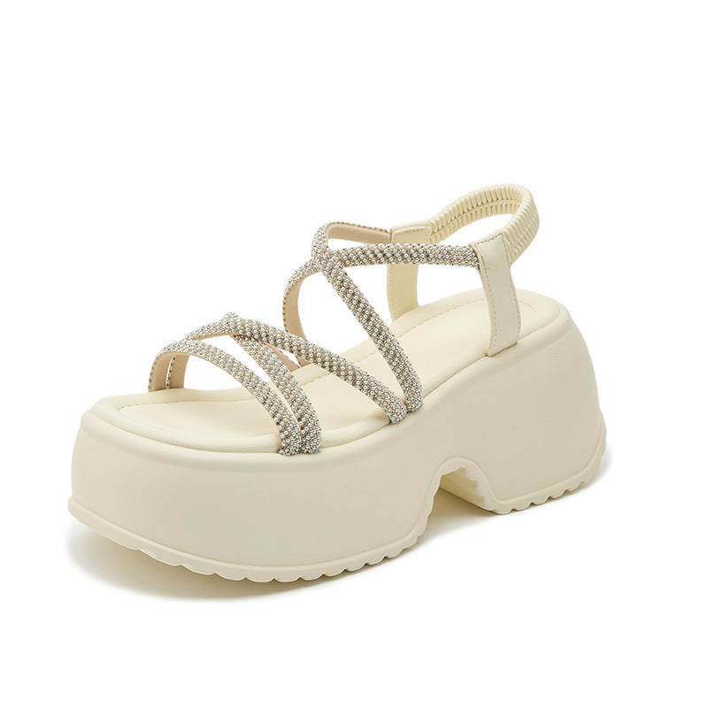 Women's Roman Summer Wear Exquisite Fairy Style Wedge Beach Platform Height Women's Sports Shoes