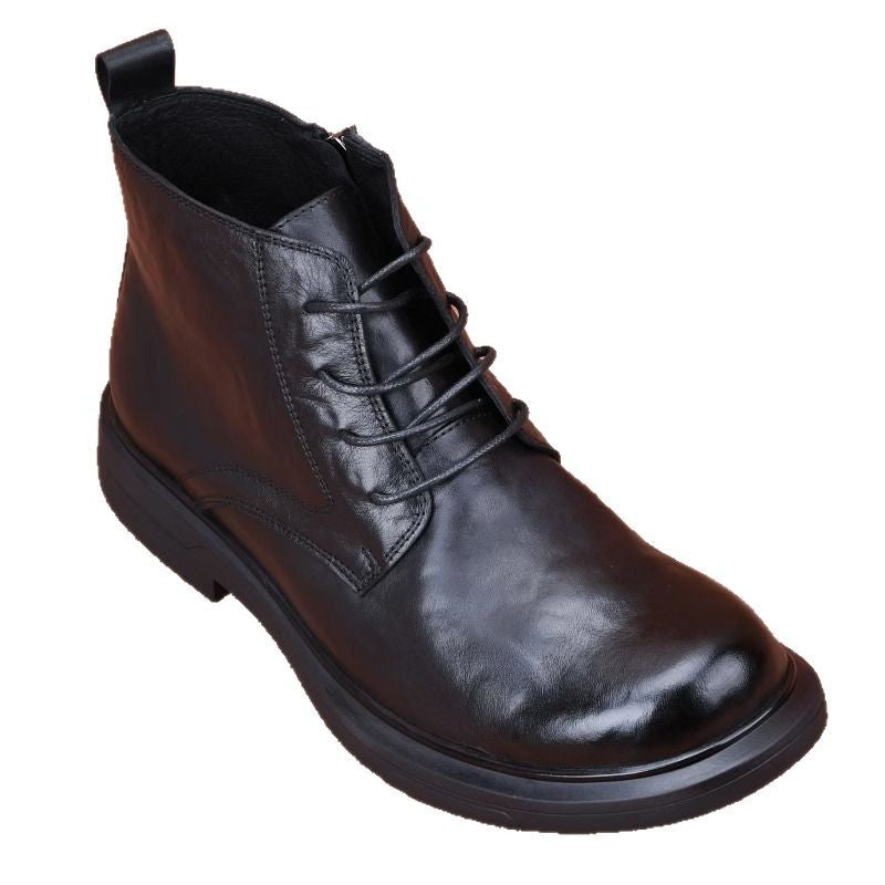 Men's First Layer Cowhide Spring Fashion Trendy Round Men's Martin Boots
