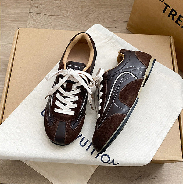Retro Platform Height Increasing German Training Spring Old Money Style Women's Sports Shoes