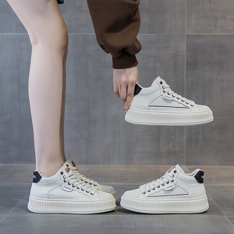 Women's Shell Toe Biscuit Shape Autumn Muffin Platform Thin Authentic Comfortable Women's Casual Shoes