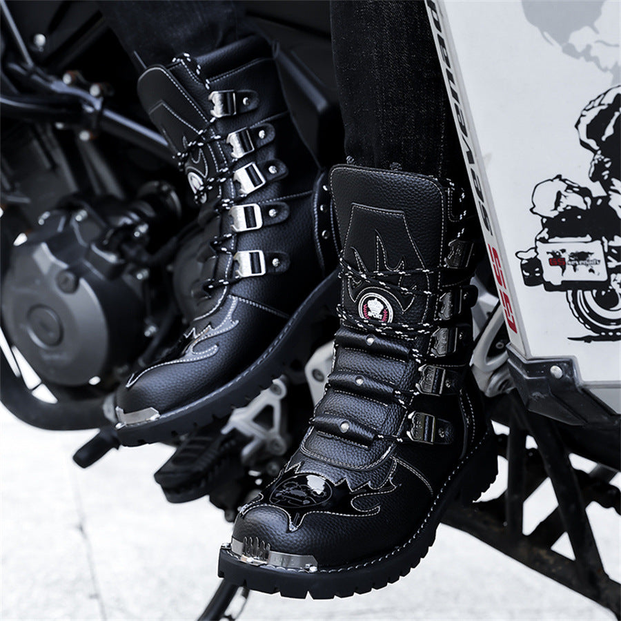 Men's High Top British Style Tooling Knight Leather Shoes