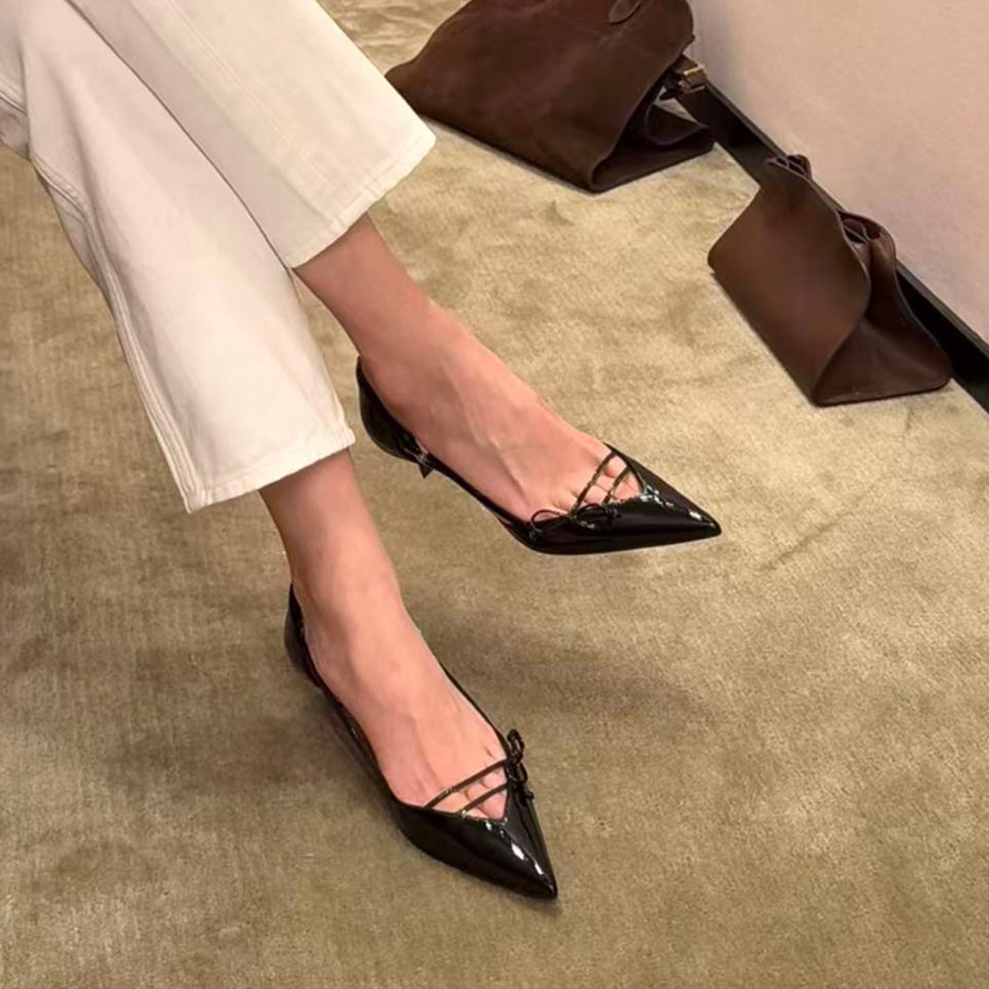 Women's French Style Bowknot Pumps Niche Temperament High Cat Mary Women's Fashion Shoes