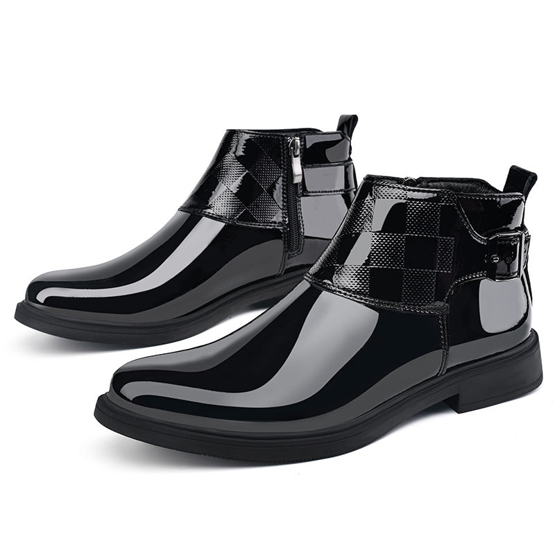 Men's Pointed Toe Business Formal Wear Mirror Men's Leather Boots