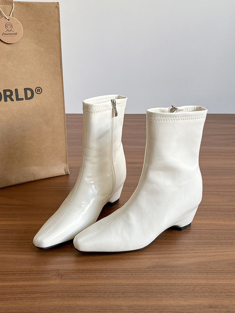 Version Not Tired Feet Small Height Increasing Insole French Skinny Women's Leather Boots